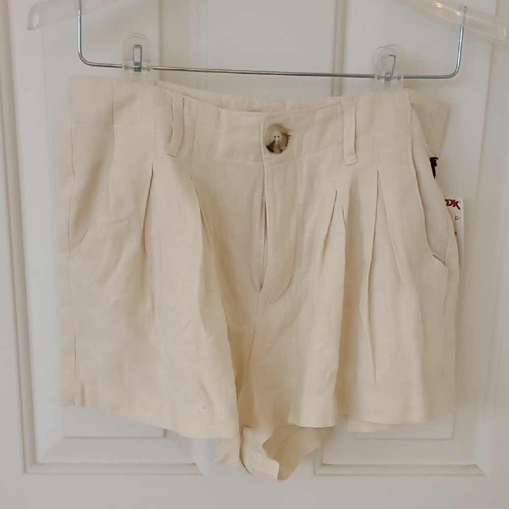 Cream Linen Shorts